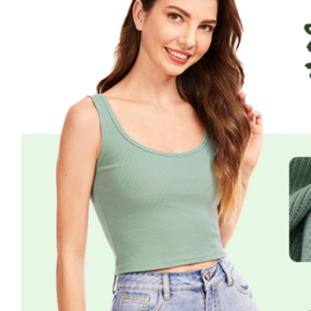 Sage Green Crop Top Tank - Large